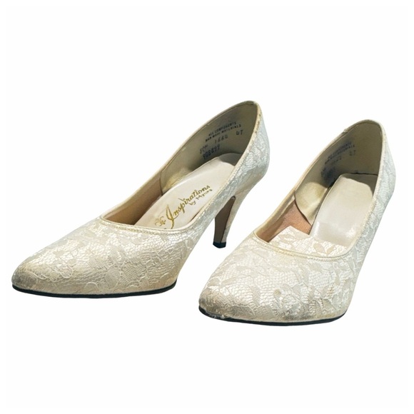 Inspirations By Myers Elegant Off-White/Cream Lace Heels. Size 8 - Picture 11 of 15